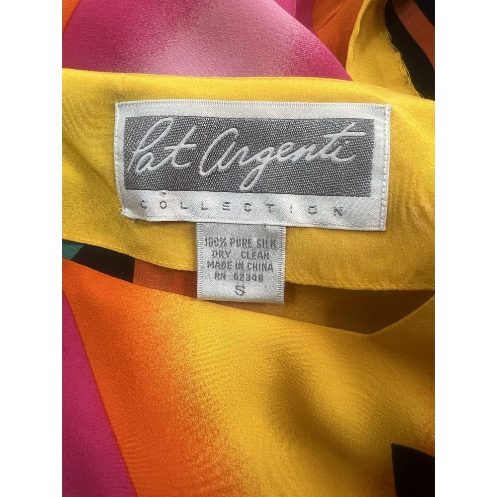 vtg 1980s  Pat Argenti  geometric dopamine color silk dress sz S - Picture 6 of 6